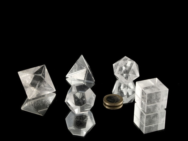 Bergkristall Meditationsset Platonische Körper